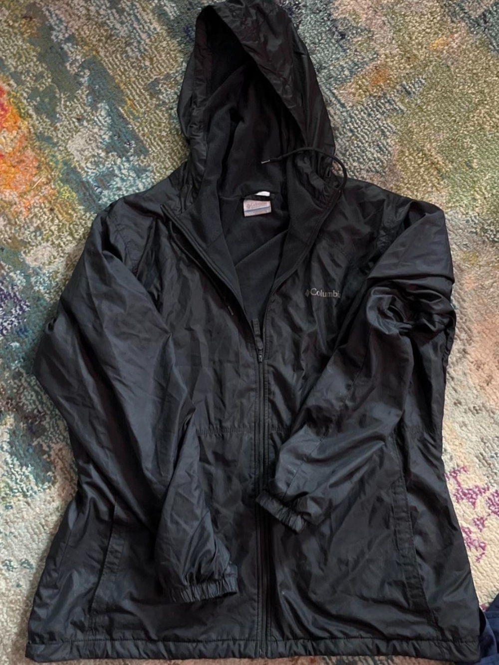 Columbia Black Hooded Rain Shell Jacket